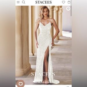 Beautiful sequined prom dress - Ivory color - size 4